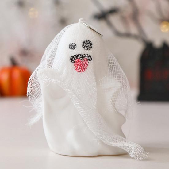 Svítící ozdoba duch Halloween duch světlo závěsná dekorace duch s gázou na krbovou římsu stůl zeď hororově tematické party potřeby