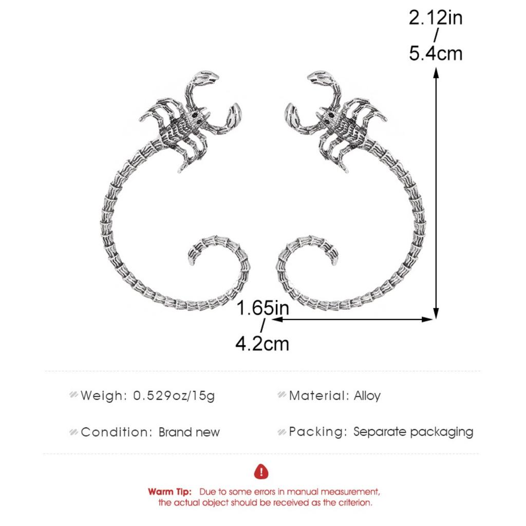 Gothic Black Scorpion Ear Cuff Punk Hip Hop Simulation Scorpion Ear Wrap Fashion Halloween Party Statement Non Piercing Ear Jewelry for Women Men