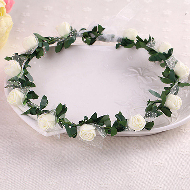 Sweet Girls Women Bridal Rose Flower Crown Headband Wreath Party Wedding Bridal Garland Hairband Headwear