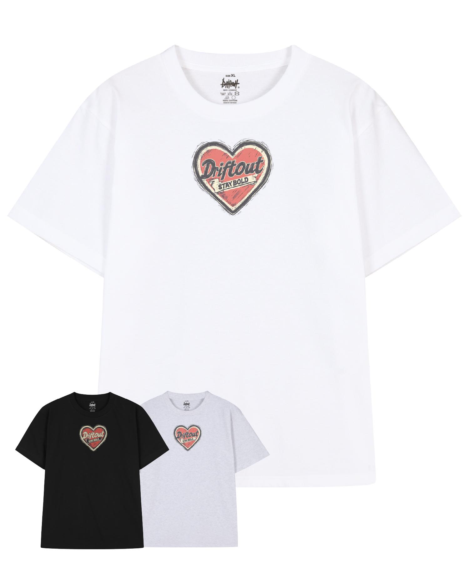 Drift Out Stay Bold Слой Сердце Футболка с коротким рукавом (3 цвета) Black/Xxl