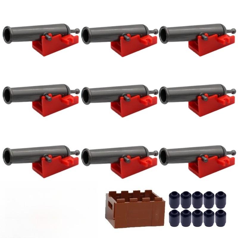 MOC Building Blocks Military Navy Figures Accessories Medieval Cannon Ammunition Wilderness Scene Tent Bonfire Brick Toy Gifts