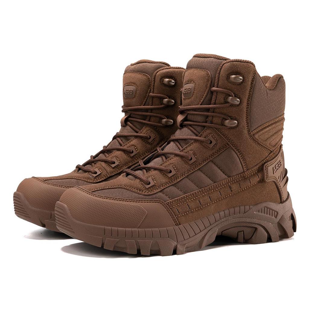 Men's Large Military-Style Outdoor Hiking Boots - Wear-Resistant, Anti-Kick, Ideal for Camping and Sports.