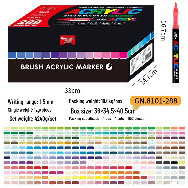 Guangna 8101 Stackable Soft Tip Acrylic Marker Set - 408 Colors for Art & DIY Graffiti