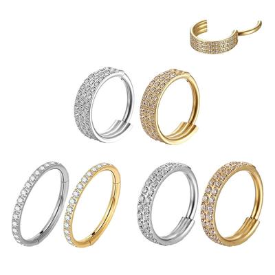 Piercing de acero inoxidable con segmento articulado, aros con circonita cúbica, anillos para la nariz, cartílago de la oreja, trago, hélice, pendientes, joyería corporal