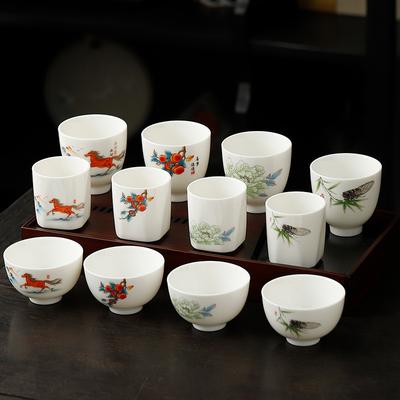 Kung Fu Teacup High-End Tea Cup Personal Special Suet Jade Small Teacup Household Hospitality White Ceramic Tea Cup