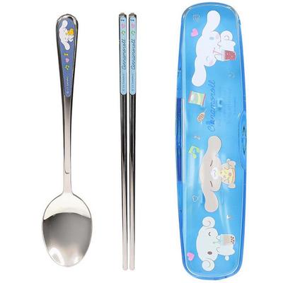 Lilpang Cinnamoroll All-Stainless Steel Spoon Clear Case Set, Mixed Colors, Spoon + Chopsticks + Case, 1 Set
