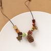 Retro literary necklace, natural plant fruit acorn pendant, long sweater chain, niche accessories