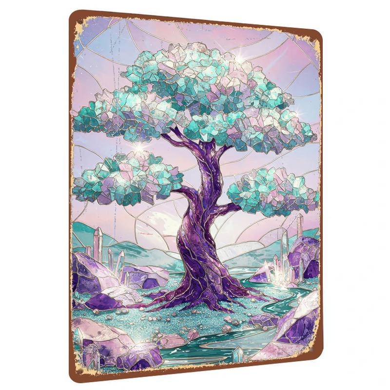 

Crystal Tree Art Metal Wall Decor Modern Minimalist Living RoomHanging Ornament 20x30cm（7.8x11.8inch）