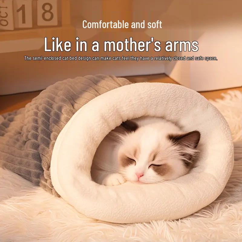 Katze Winter Wärme Schlafsack: Gemütliches Sicherheitsbett für alle Jahreszeiten mit Halbloch-Design