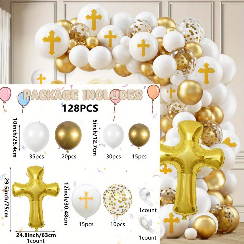 

128PCS First Communion and Baptism Party Decoration Kit Cross Foil Balloons Are Used To Celebrate The First Communion with God Other