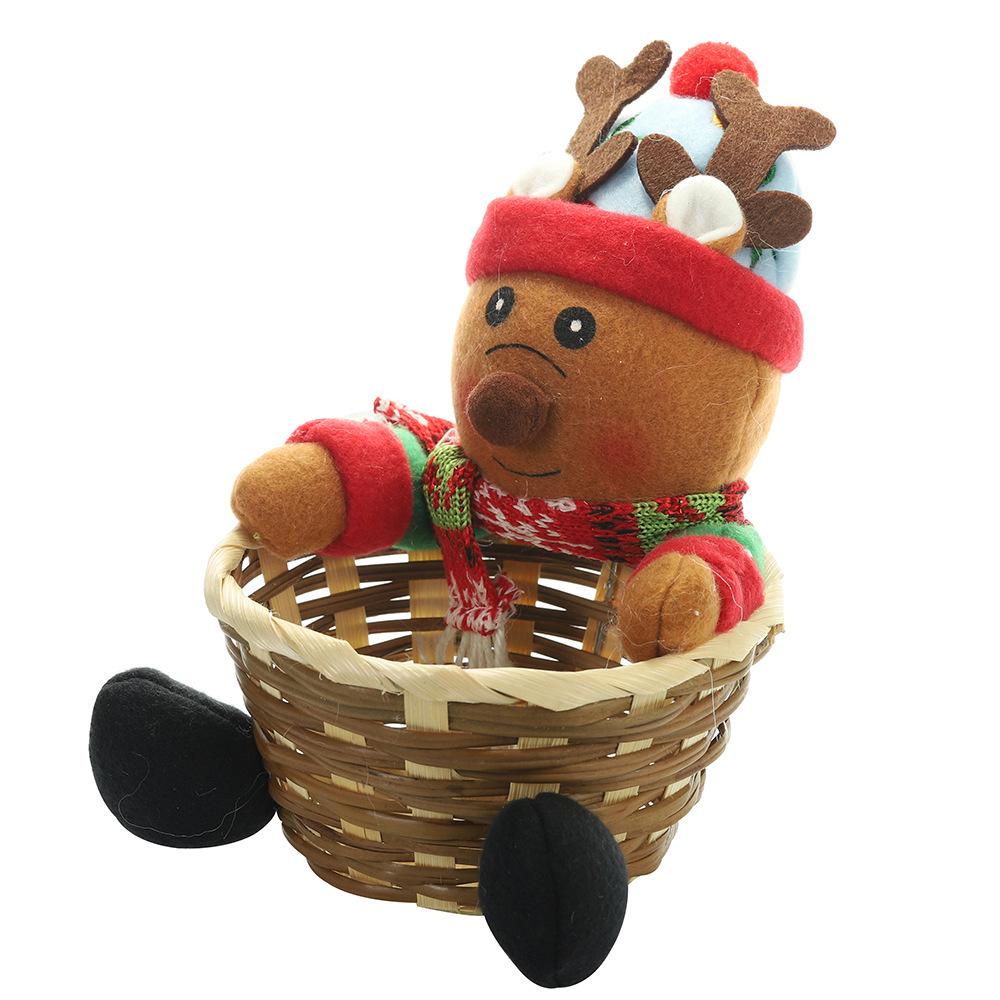Christmas Decorative Wicker Basket Elf Snowman Santa Claus Food Candy Storage Basket Children's Gift Household Organizer