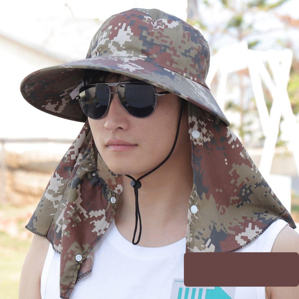 Neckline Mask Sunscrean Bucket Hat Cotton Cover Face Cap Simple Outdoor Fishing Cap  Sun Protection