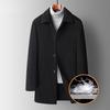 New Autumn and Winter Woolen Coat for Men, Mid-length Down Removable Liner, Lapel, Double-sided Woolen Windbreaker