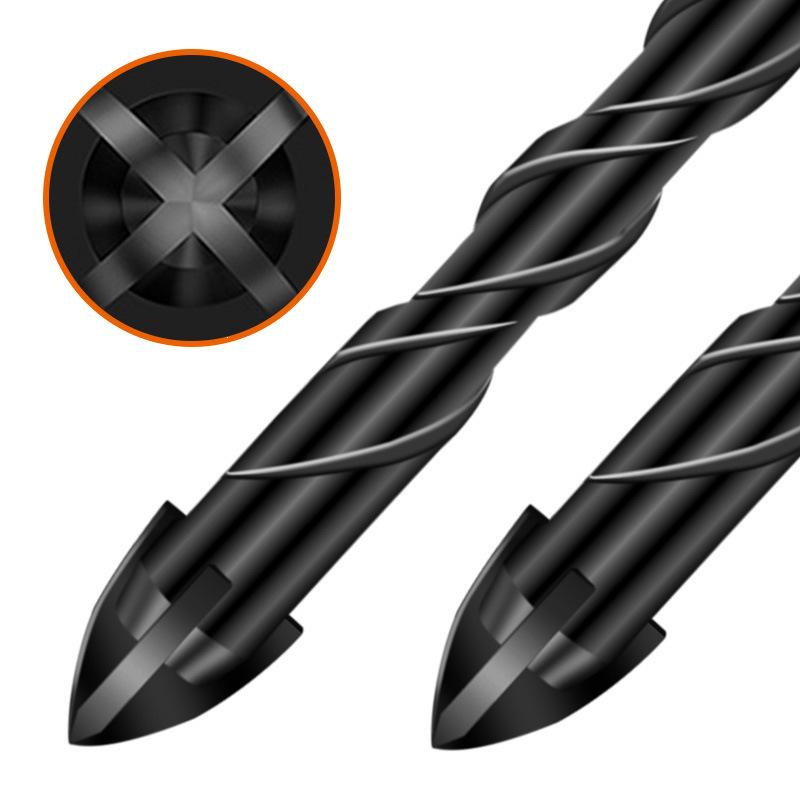 Hex Shank Double Groove Glass Drill Bit for Ceramic, Wood, Cement - 4-Flute Cross Spiral Design