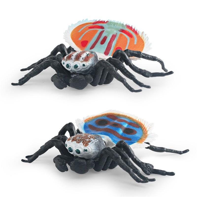 Export Simulation Insect Animal Model Red And Blue Peacock Spider Striped Fly Spider Static Cognitive Ornament Toy