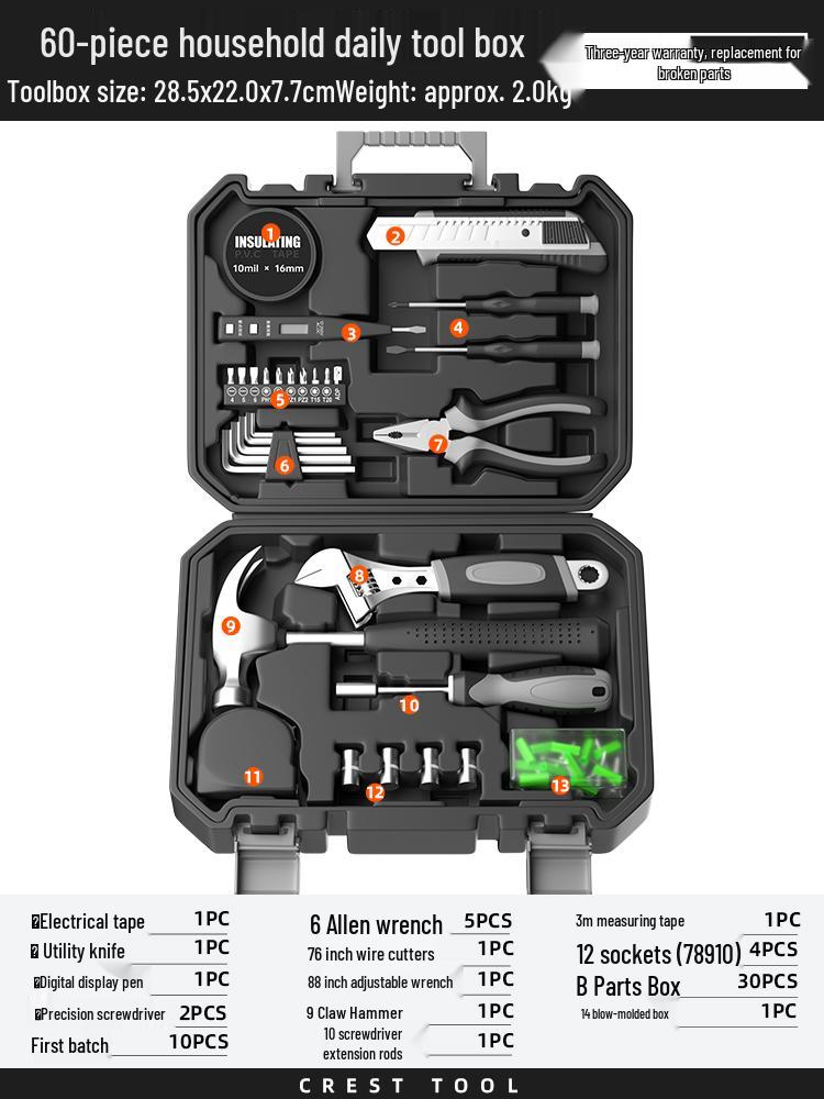 Complete Household Tool Set: Wrenches, Screwdrivers, Pliers, and More
