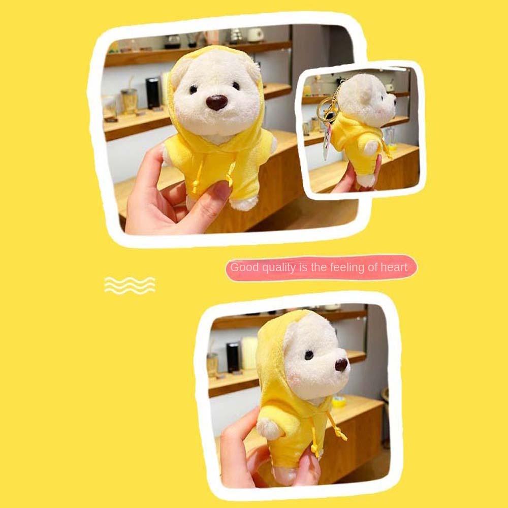 Bag Hanging Bear Plush Keychain Wear Hoodies Animal Plush Car Keyring  Kid Girls