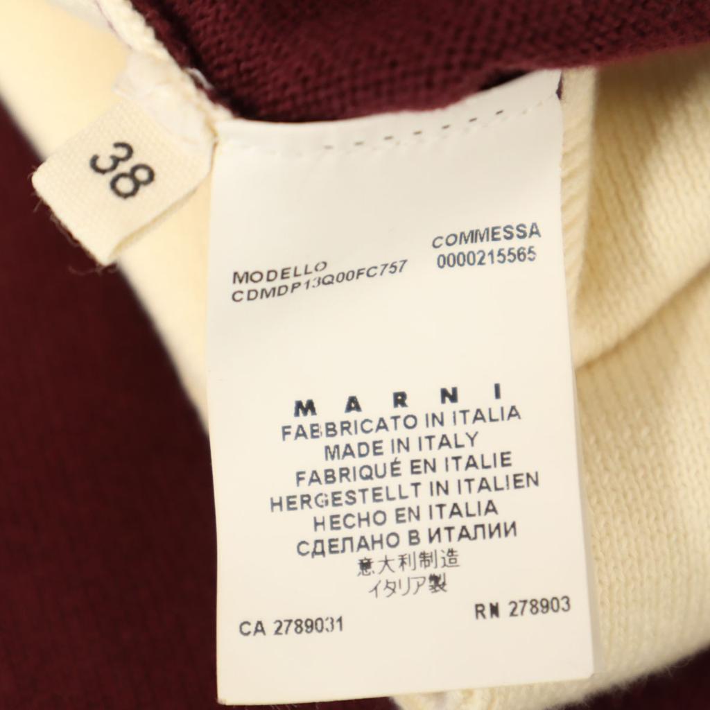 Marni Made In Italy Long Sleeve V Neck Knit Cardigan 38 Wine-red Women Used