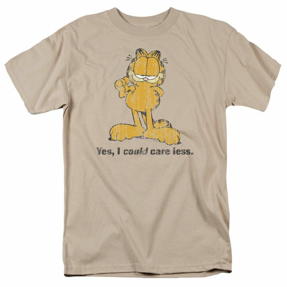 Garfield Yes I Could Care Less T-shirt Mens Licensed Jim Davis Comic Tee Sand XXXXL