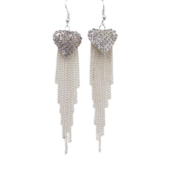 Linear Earrings Love Heart Shape Decorative Women Long Tassels Dangle Hook Linear Earrings Jewelry for Party
