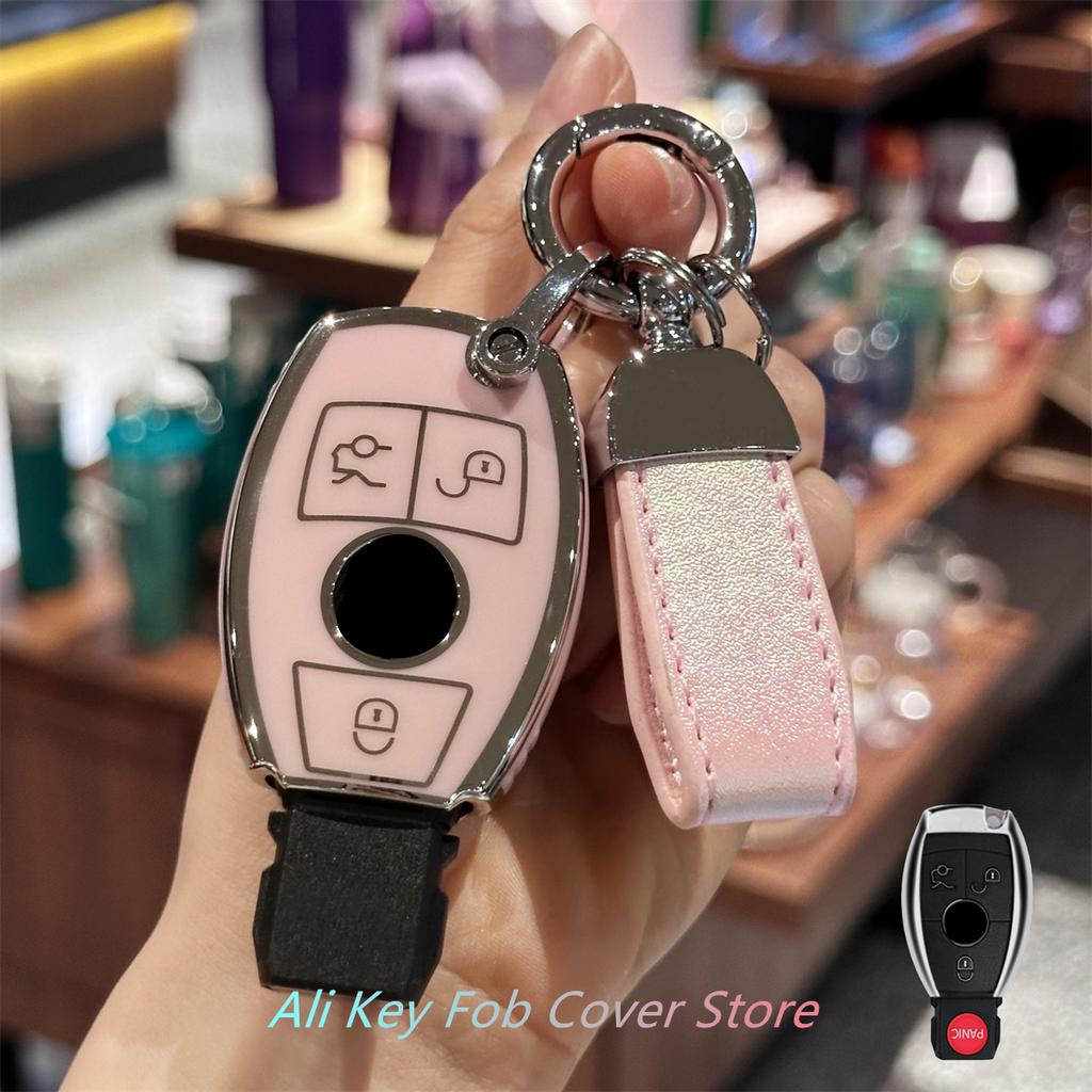Key Fob Cover Leather Keychain for Mercedes Benz C E M S CLS CLA GLK GLA GLC GLE AMG Class Girly Cute TB7