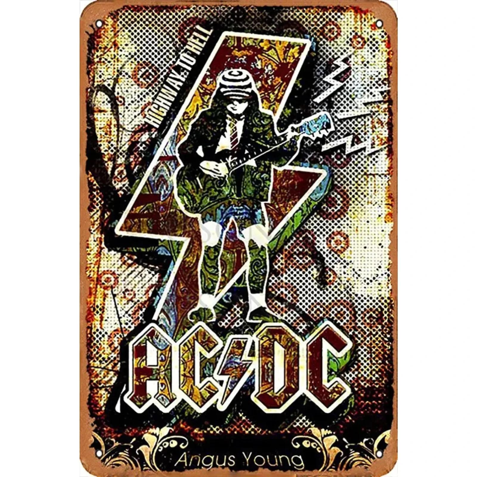 

AC DC Вінтажний Хеві-метал Музика Крутий Класичний Рок Гурт Металева Бляшана Табличка для Дому Ресторану Кафе Бару Мистецтво Настінна Декорація Подарунки 30x40cm(11.8x15.7inch)
