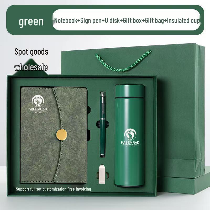 Conjunto de Presente Caderno A5 Dobrável em Três e Copo Térmico – Lembrança Corporativa Personalizada com Logotipo