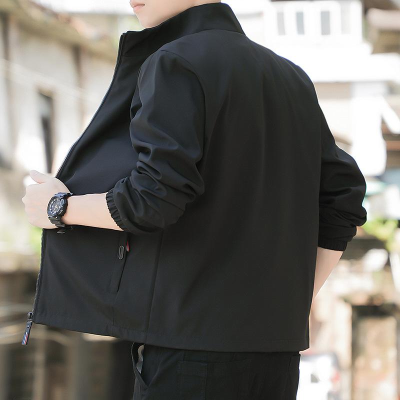 Chaqueta para Hombre Fina Otoño Color Sólido Tendencia Marca Uniforme de Béisbol para Hombre Top para Pareja Chaqueta Holgada