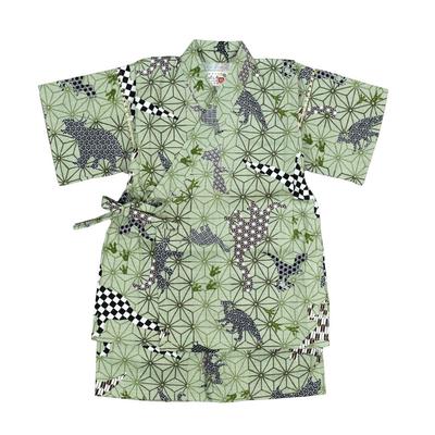Hauts Jinbei et Bas pour Garçons Kaki Dinosaure Fabriqués au Japon, Design, 100% Coton, 120% Coton,