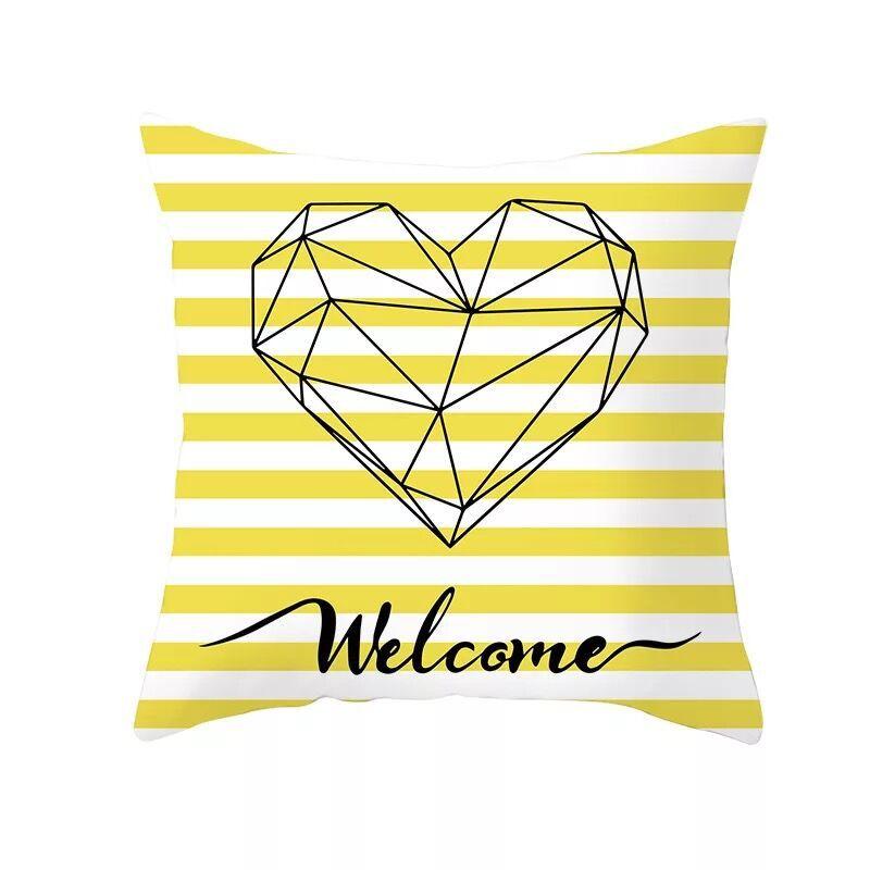Nordic Yellow Geometric Pillowcase Home Sofa Pillow Cushion Cover