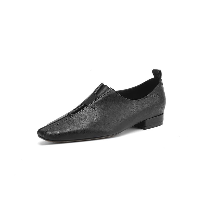 Fashion 2025 Spring New Soft Genuine Leather Women Heels Shoes Square Toe Comfortable Fashion Casual Low Heel Shoes Four Seasons Shoes