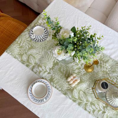 Runner da Tavola in Stile Pastorale Primaverile con Stampa Impermeabile di Piante Verdi e Fiori per Decorazione della Casa Decorazione Tavolino da Caffè Matrimonio