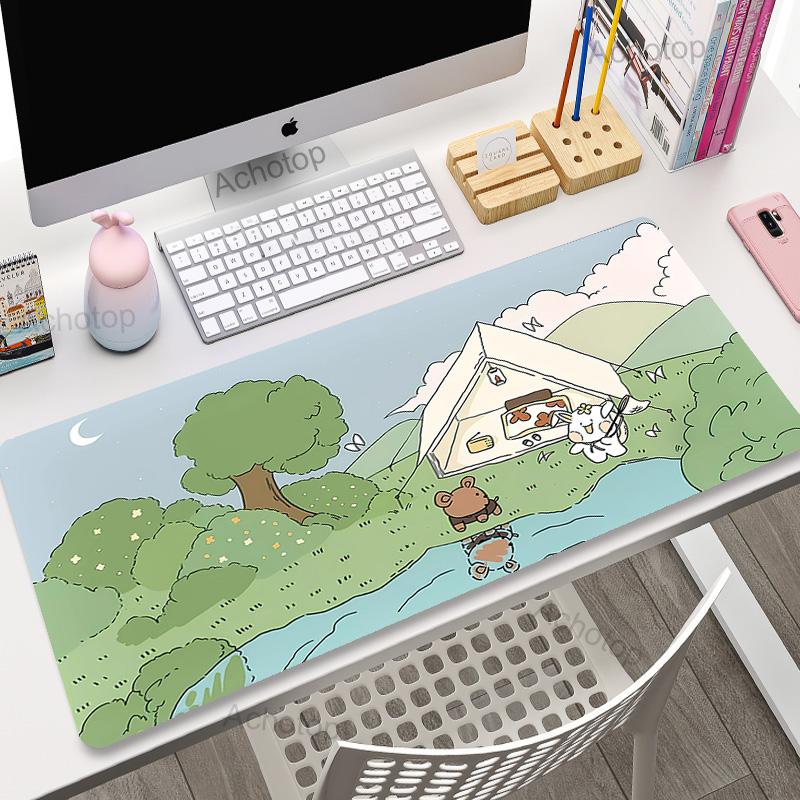 Kawaii Mousepad XXL Custom Home Computer Keyboard Desk Pad Green Plant Desk Mats Laptop Anti-slip Table Mat Cute Bunny Mouse Pad