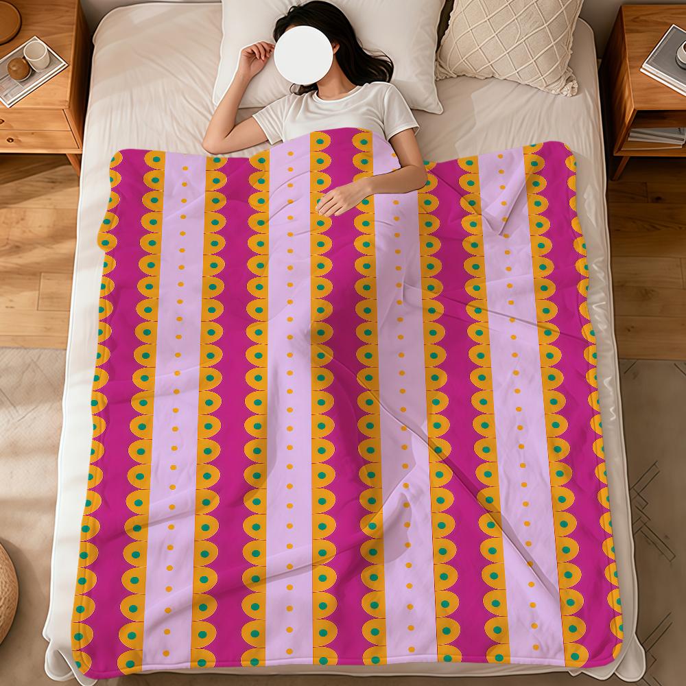 Fashion striped art pink green pattern soft warm plush blanket for dorm sofa living room pet hogar bedroom gift nap home Flannel