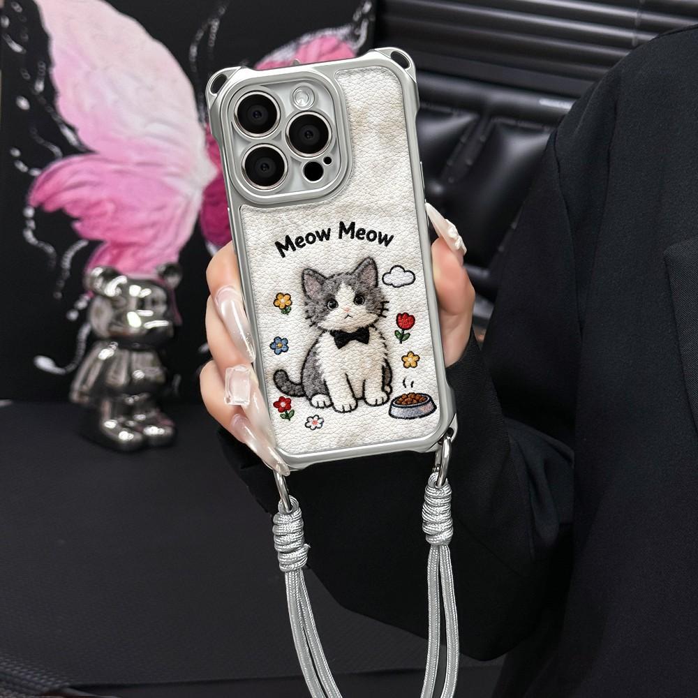 

Plush Cat for IPhone 17 Phone Case 16pro for Apple 15ProMax Couple Model 14 with Lanyard 13 For Apple 7/For Apple 8