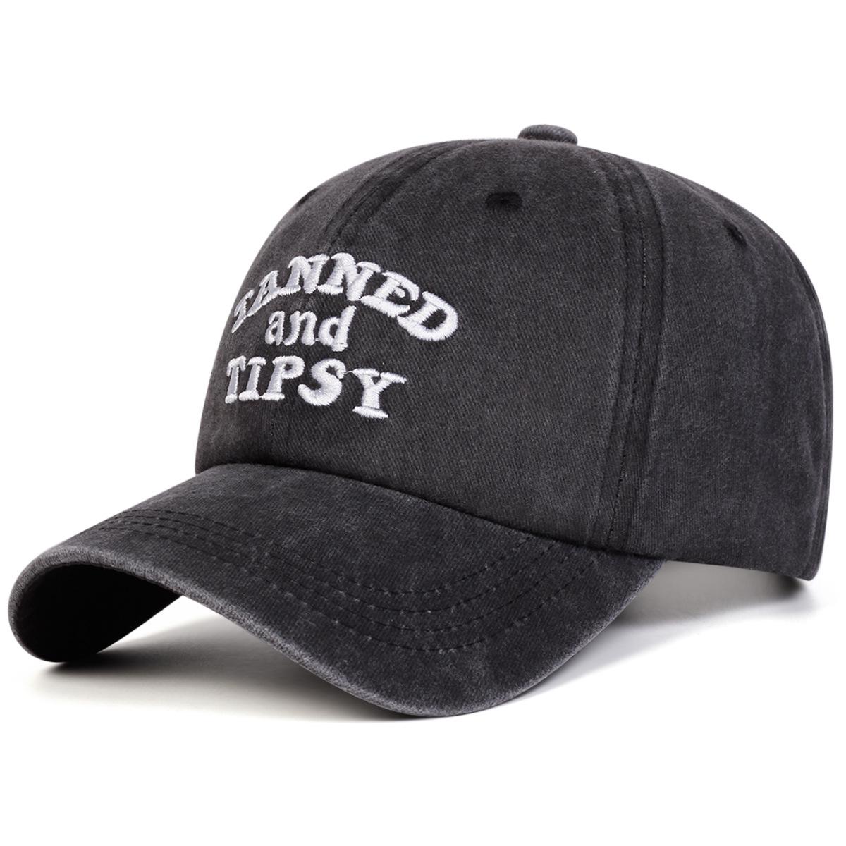 Unisex Personalized Washed Baseball Cap Simple Letter Embroidery Peaked Cap Outdoor Couple Leisure Outdoor Sports Sun Hat чёрный/белый
