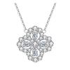 Elegant Minimalist Four Leaf Clover Necklace with Aquamarine and Full Diamonds Delicate Collarbone Chain Luxury Jewelry
