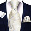 Hi-Tie Floreale Champagne Avorio Cravatta Elegante da Uomo Fazzoletto Gemelli per Smoking Moda Classica Seta Lusso Cravatta per Uomo