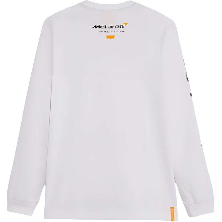 Levis X McLaren Racing Collaboration FW24 Racing Pattern McLaren Letter Print Crew Neck Long Sleeve T-Shirt Men Tops White A89940000