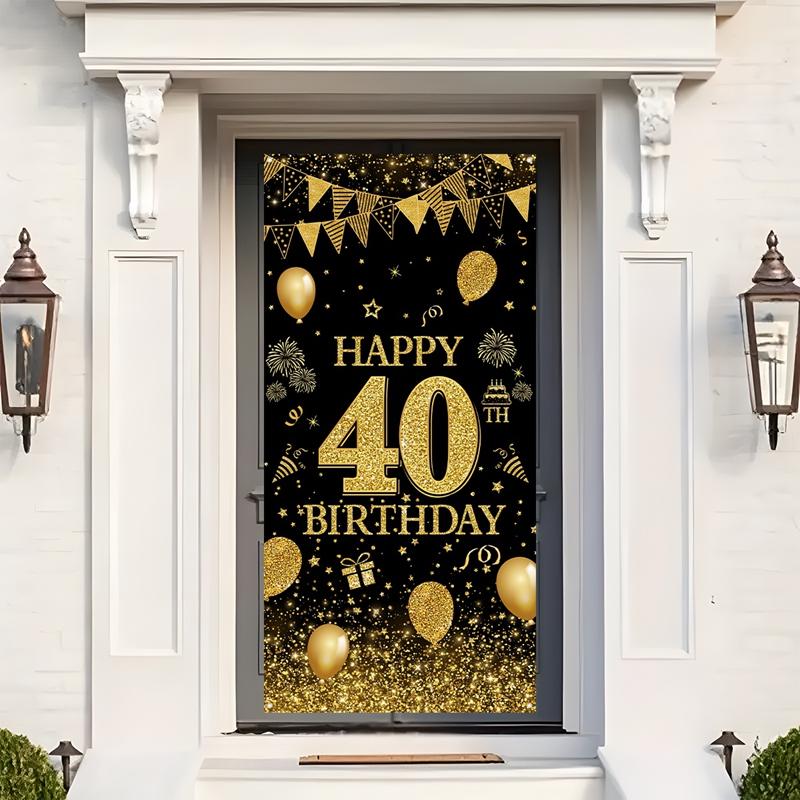 Black Gold Flag Door Hanging Banner 18th 30th 40th 50th Birthday Party Decorations Adult 30 40 50 60Year Birthday Party Supplies