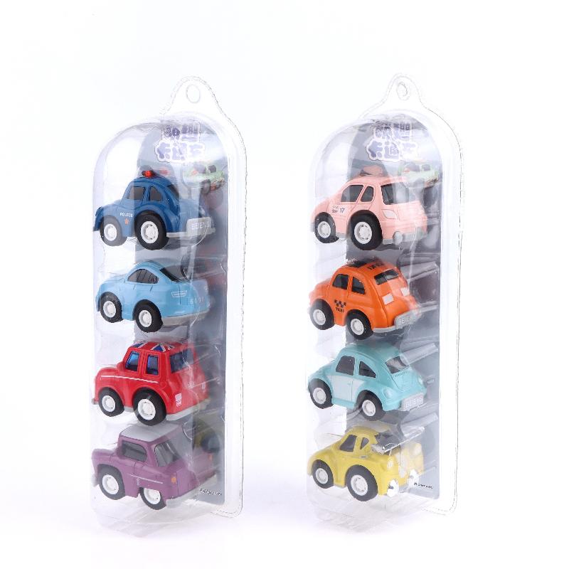 4Pcs Mini Car Model Toys Simulation Pull Back Car Toy Cartoon Sliding Inertia Vehicle Toys For Children Birthday Gifts