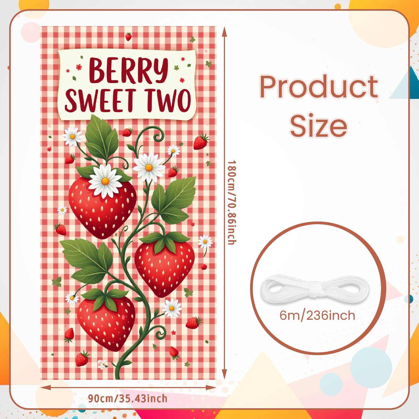 Sweet Theme Banner Daisy Accents Strawberry Party Backdrop Birthday Party Display Strawberry Themed 2nd Birthday Banner