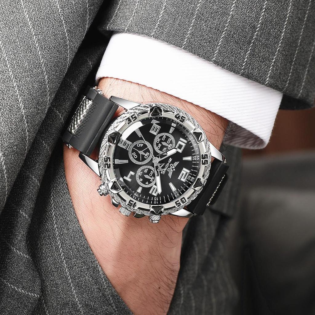 Men's Fashion Quartz Watch with Silicone Strap - Trendy Casual Wristwatch