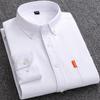 New Men's Oxford Shirts Long Sleeve 100% Cotton Solid Color Turn Down Collar Regular Fit  Button-down Shirt Daily Men Clothing