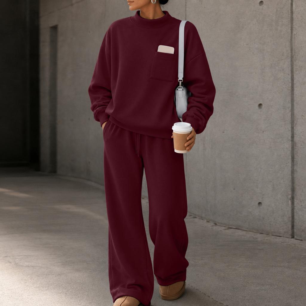 Women's Stylish Casual Long Sleeve Color 2 Piece Sweatsuit Set for Everyday Wear
