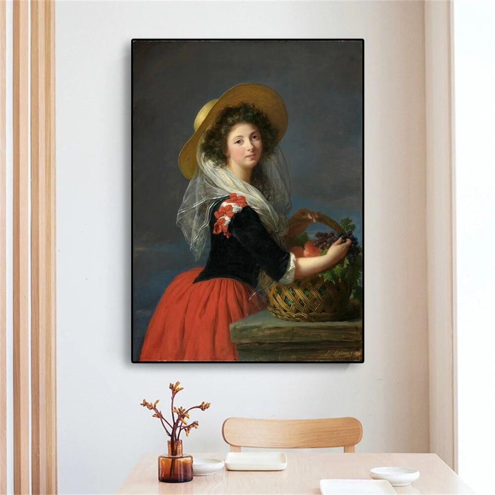 

Портрет Марии Габриэль де Грамон, постер, винтажная картина маслом, герцогиня де Кадрусс, принты, картина на холсте, декор для галереи