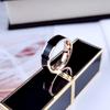 Fashion 6mm Rose Gold Color White Black Enamel Charm Ring for Woman Man Wedding Jewelry Gift 316L Stainless Steel Never Fade