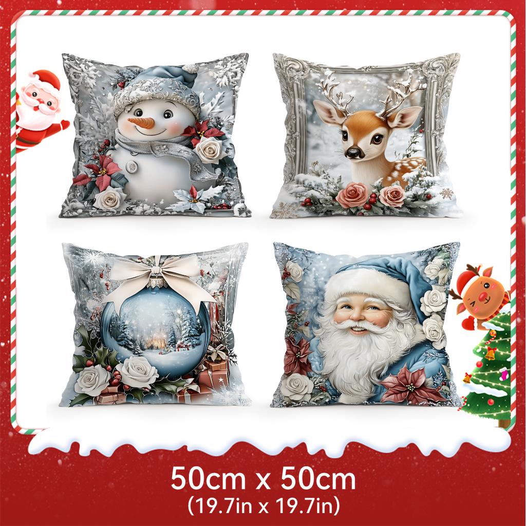 Vintage Christmas Decoration Pillowcase Bedroom Sofa Cushion Cover 100% Polyester Living Room Cushion Pillowcase Home Decor