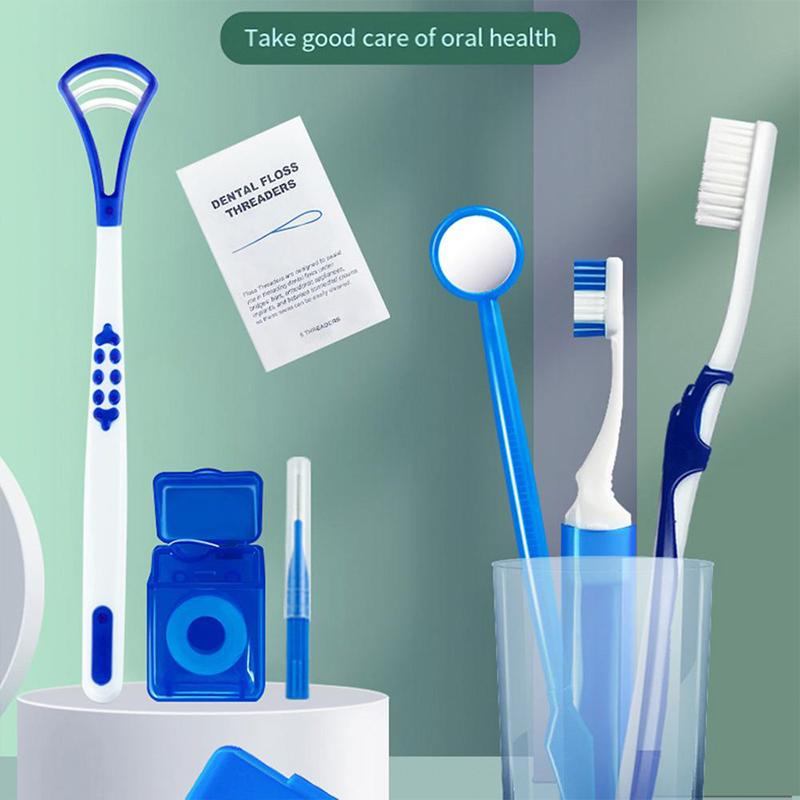 Kit Pennelli per Cura Dentale 8 Pezzi Pulizia Denti Apparecchi Ortodontici Spazzolino da Denti con Spazzolino Interdentale Filo Interdentale Cera Ortodontica Kit da Viaggio