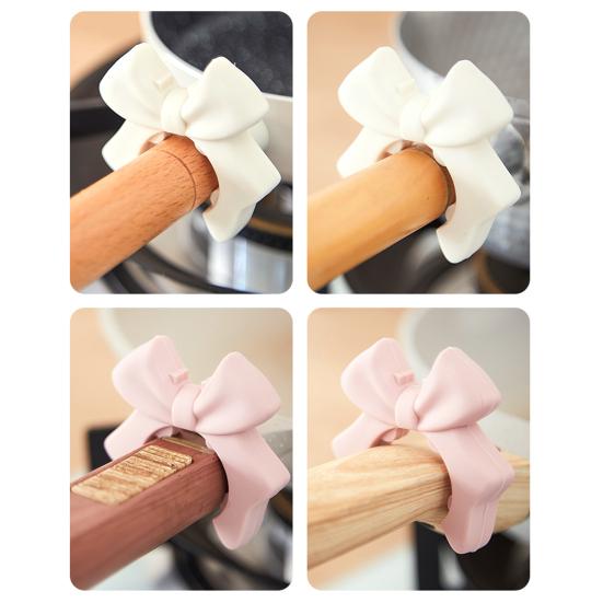 Spatelhållare för gryta Silikonskedstöd Rosettdesign Klämma Spatelstöd Gryta Panna Hållare för matlagning Håller köksbänken ren